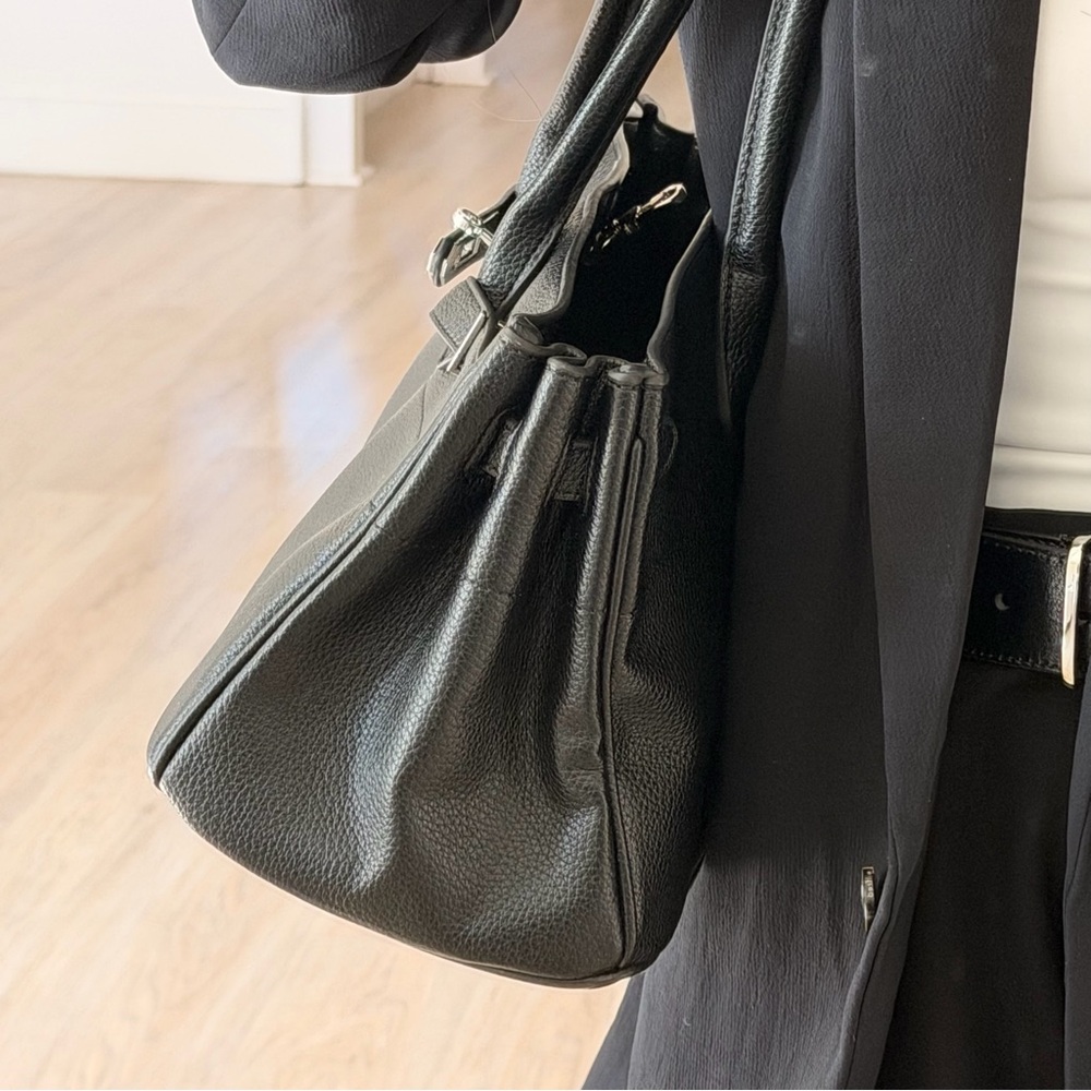 Hermes Birkin 29 Style Black Leather Shoulder Bag - Picture 6 of 7